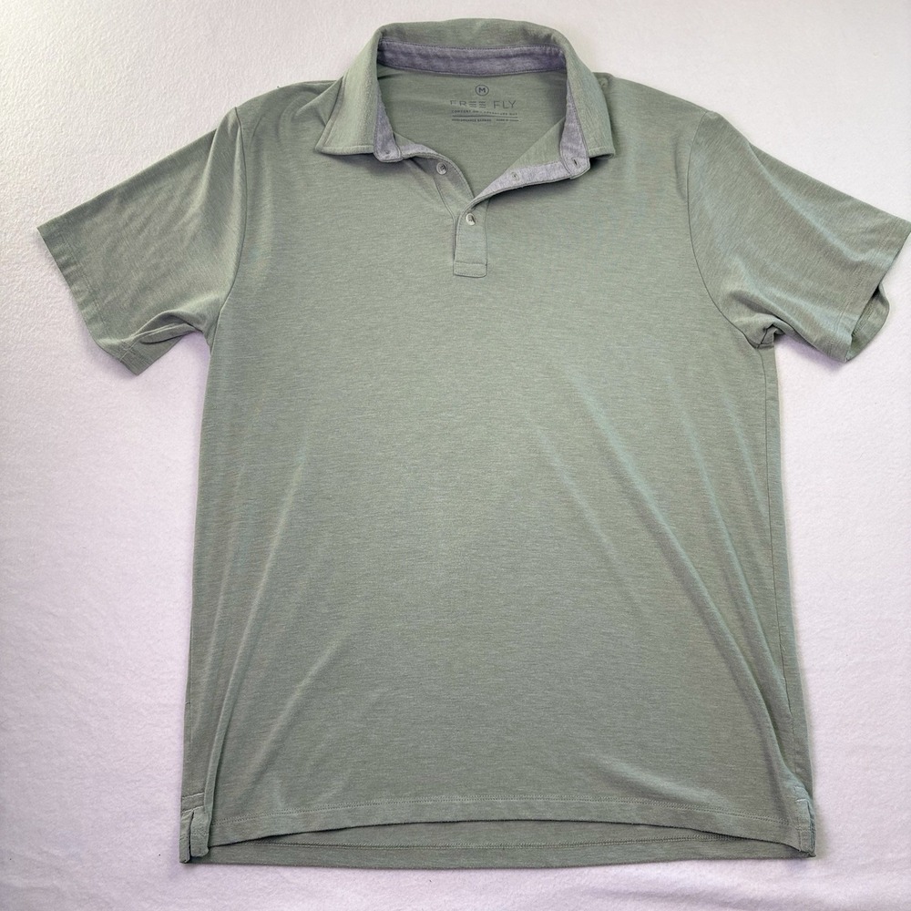 Men's Free Fly Polo Shirt Size Medium Light Green Soft Knit‎ Performance Bamboo